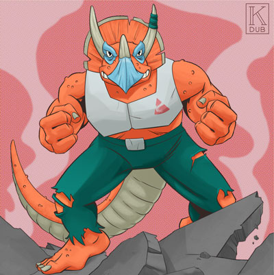 Fan art of a Triceraton from the original TMNT series